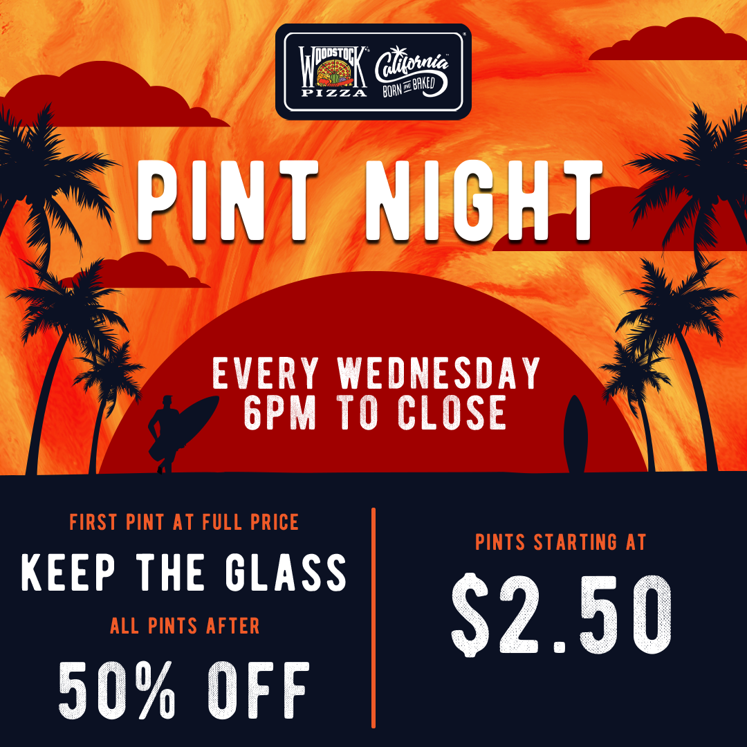 Pints & Pies all month long. New Belgium Brewing is our featured brewery. Every Wednesday 6pm to close. $2.50 Pints $3 slices.