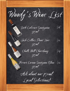 Wine List Woodstock's Pizza